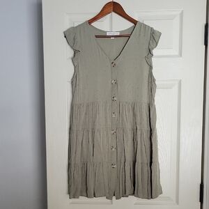 Chic Olive Button-Down Mini Dress